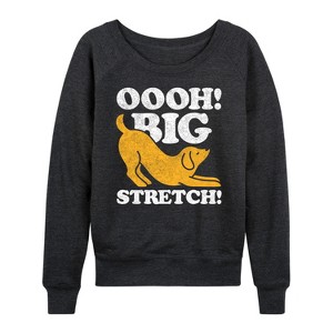 Women's - Instant Message - Dog Oooh Big Stretch Lightweight French Terry Wide Neck Long Sleeve Graphic Shirt - 1 of 4