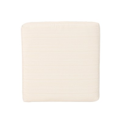 Multibrown and Beige Faux Rattan Outdoor Ottoman with Water-Resistant Cushion