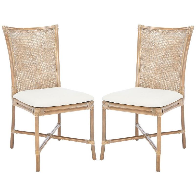 Chiara Rattan Accent Chair W/ Cushion (Set of 2) - White/Grey White Wash - Safavieh., 2 of 10