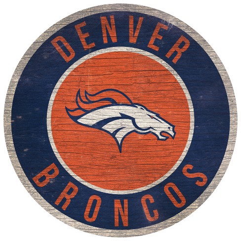 Nfl Denver Broncos Retro Circle Wooden Wall Art 12 Target