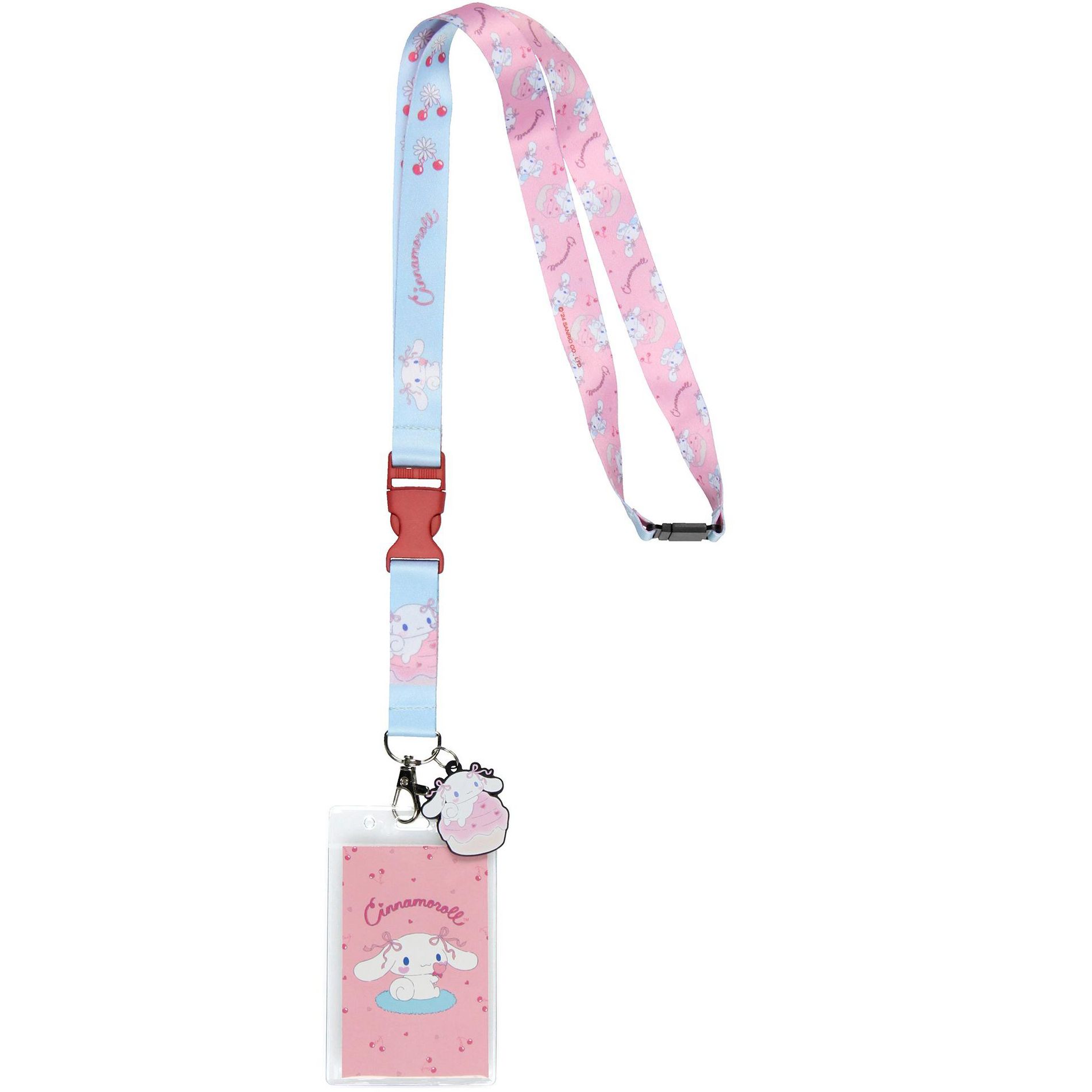 Cinnamoroll ID Lanyard Badge Holder Cherry Design Card and 2" Rubber Pendant