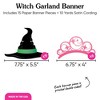 Big Dot of Happiness Witch Garland Banner, Birthday or Halloween Party Decor Backdrop, 30 Feet of Cord, 15 Paper Witch Hat and Pink Crown Shapes - 4 of 4