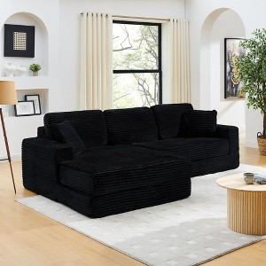 Left sofa seat,L shape Modular Sectional Sofa, Compressed Sectional Sofa Modern Minimalist Style Corduroy Couch,Unfold into a bed, Bedroom - 1 of 4