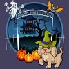 Women's Design By Humans Puppy Dog Witch Hat Halloween Ghost By Fractals Racerback Tank Top - 2 of 3