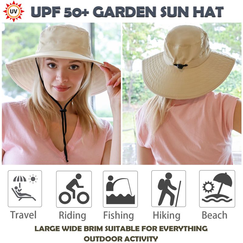 Tirrinia Wide Brim Boonie Hat w/ Removable Crown UV Protection Outdoor Hiking Garden Hats, 3 of 7