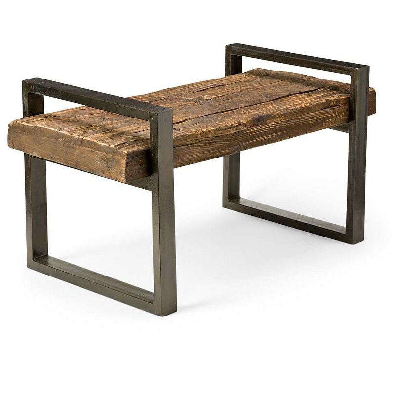 Plow & Hearth Reclaimed Wood And Iron Outdoor Bench - Bronze, 1 of 3