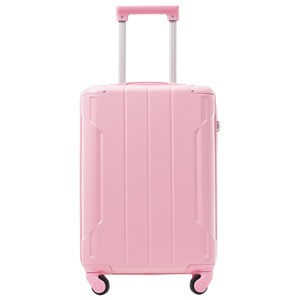 Syemin Luggage Hardshell Luggage Lightweight Durable ABS Suitcases with Double Wheels Expandable 20" Checked Travel Luggage, Pink, 13.6"*8.3"*21.5" - 1 of 4