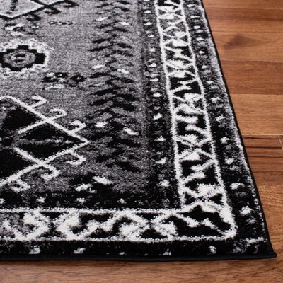 Vintage Black and Gray Hand-knotted Round Area Rug