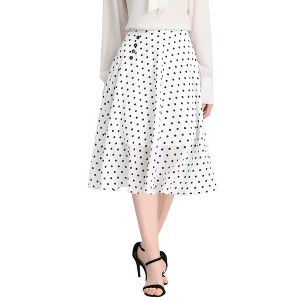 INSPIRE CHIC Women's Elastic Waist Zipper Polka Dots Casual Midi Skirts - 1 of 4
