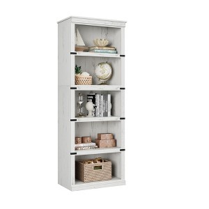 3/5 Tier Farmhouse Bookcase, Rustic Wooden Book Shelf with Storage, Bookshelves for Living Room, Bedroom - 1 of 4