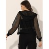 INSPIRE CHIC Women's Zip Up Long Sleeve Mesh Sheer Hoodie Bomber Jackets - 3 of 4