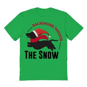 Rerun Island Men's Christmas Dog Dachshund Short Sleeve Graphic Cotton T-Shirt - 1 of 1