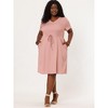 Agnes Orinda Women's Plus Size Tie Waist Short Sleeve Solid Chambray Casual Shirt Dresses - 2 of 4