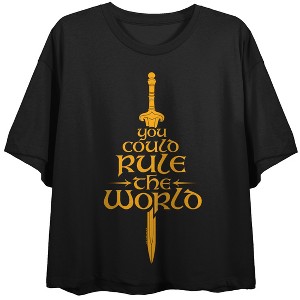 Lord Of The Rings War Of The Rohirrim You Could Rule The World Women's Black Crew Neck Short Sleeve Crop Top - 1 of 3