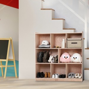 3-Tier Montessori Solid Wood Shelves Toy Organizers and Storage, 8-Compartment Storage Cabinet w/4 Wheels, for Toddler Kids Room, Classroom, Nursery - 1 of 4