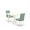 East West Furniture NDAS3-LWH-43 3 Piece Modern Dining Set consists A Kitchen Table and 2 Willow Green Faux Leather Parson Dining Chairs Linen White - 2 of 4