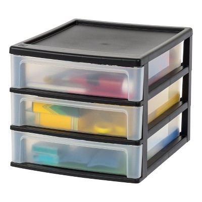Medium Black Plastic 3-Drawer Stacking Desktop Organizer