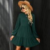 Women's Red/Green Festive Ribbed Tiered Babydoll Long Balloon Sleeves Dress - Cupshe - 3 of 4