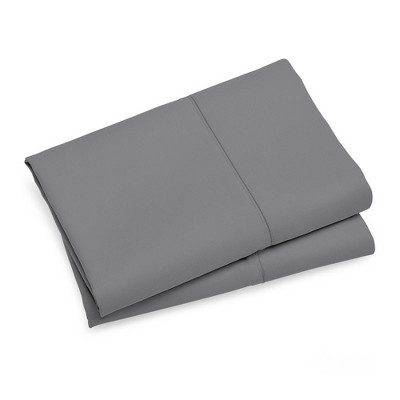 King 400 Thread Count Ultimate Percale Cotton Solid Pillowcase Set Dark Gray - Purity Home