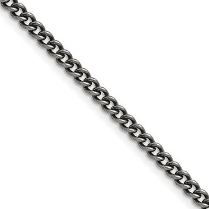 Black Bow Jewelry 4mm Stainless Steel Antiqued Round Curb Chain Necklace - 1 of 4