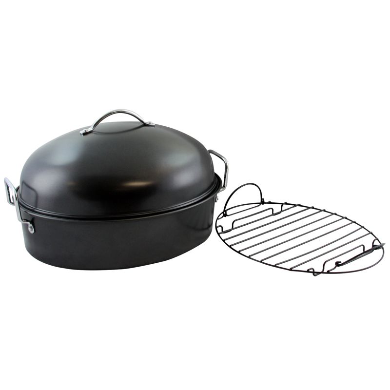 Gibson Home Kenmar High Dome Oval Roaster Set in Black, 4 of 5