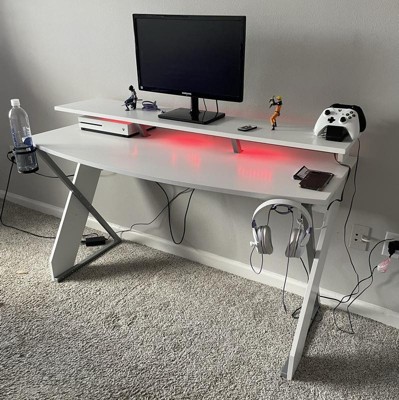Xtreme Gaming Corner Desk With Riser & Led Light Kit White - Ntense : Target