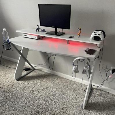 Xtreme Gaming Desk With Led Lights And Usb Ports White - Ntense : Target