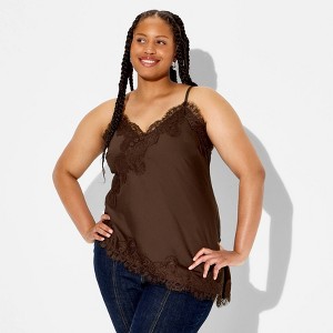 Women's Asymmetrical Lace Cami - Wild Fable™ Brown XXL : Target