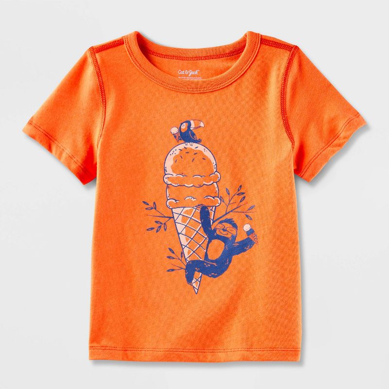 Toddler Adaptive Ice Cream Short Sleeve Graphic T-Shirt - Cat &#38; Jack&#8482; Orange, 1 of 5