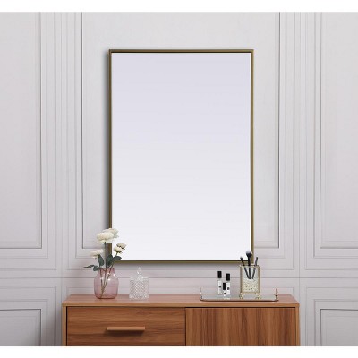 Elegant Brass Framed Full Length Rectangular Bathroom Mirror