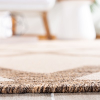 Cream and Beige Geometric Synthetic Rectangular Area Rug 5'3" x 7'6"