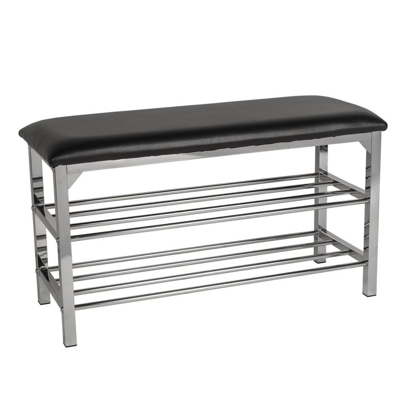 Danya B. Leatherette Storage Entryway Bench with Chrome Frame - Black, 1 of 4