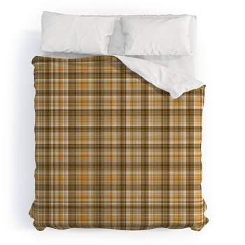 Full/Queen Lisa Argyropoulos Holiday Butternut Plaid Duvet Set Yellow - Deny Designs