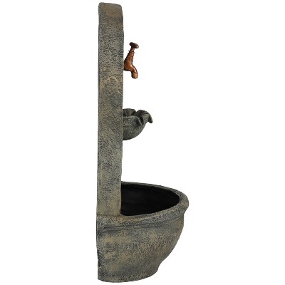 Messina 26" French Limestone Polystone Outdoor Wall Fountain