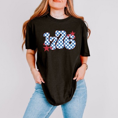 Simply Sage Market Patriotic 1776 Checkered Garment Dyed Tee