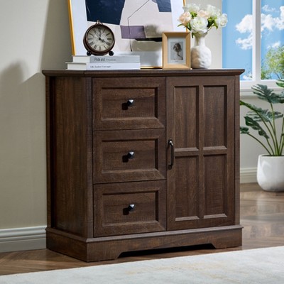 Farmhouse 3 - Drawers Dresser Organizer, Rustic Tall Chest of Drawers for Bedroom