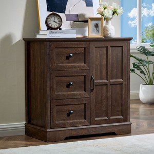 Farmhouse 3 - Drawers Dresser Organizer, Rustic Tall Chest of Drawers for Bedroom - 1 of 4
