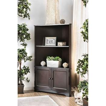 Cassidy Multi-Storage Wood Corner Bookshelf in Espresso - Furniture of America