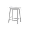 Monarch Specialties Bar Stool Set Of 2 Counter Height Saddle Seat Kitchen Wood White Contemporary Modern - 3 of 4