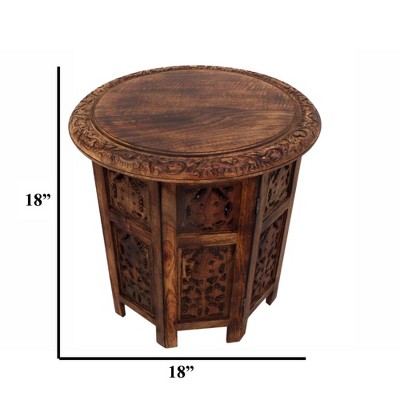 Elegant Dark Chocolate Mango Wood 18" Folding Accent Coffee Table