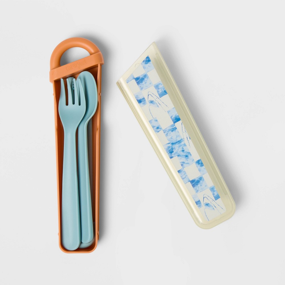 Kids' 4pc Recycled Plastic Flatware Set Shark - Cat & Jack™?