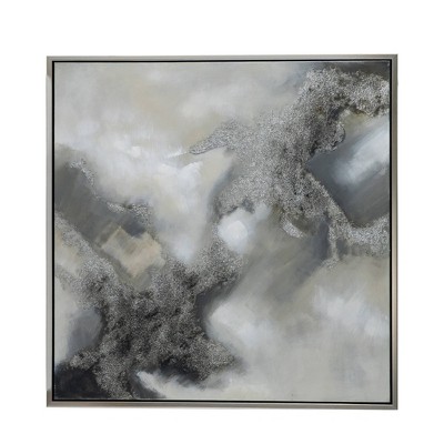 Stormy Skies 40" x 40" Abstract Canvas Wall Art with Silver Frame