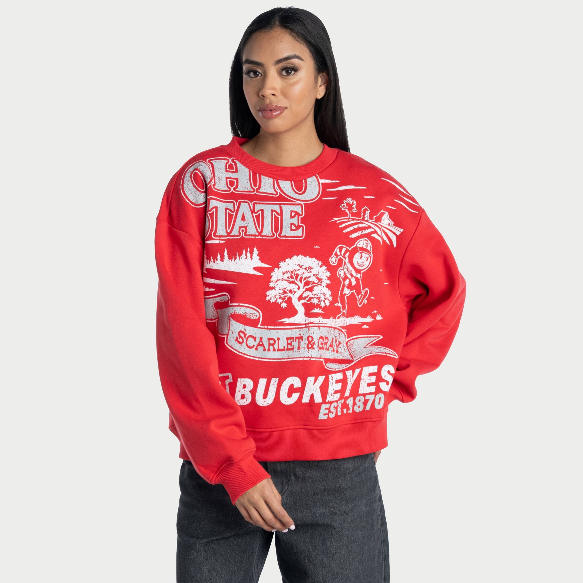 NCAA Ohio State Buckeyes Women's Baggy Crewneck Sweatshirt - M
