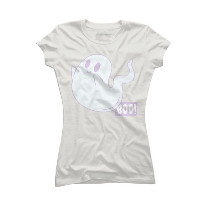 Junior's Design By Humans Boo Cute Ghost Halloween cute design By BoogieCreates T-Shirt