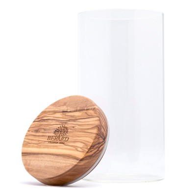 Elegant Borosilicate Glass Jar with French Olive Wood Lid, 900ml