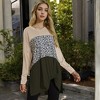 Anna-Kaci Women's Color Block Tunic Top with Leopard Print Detail - 2 of 4