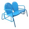 Northlight 2-Person Outdoor Retro Metal Tulip Double Glider Patio Chair, Turquoise Blue - 3 of 4