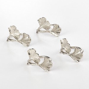 Saro Lifestyle Table Napkin Rings With Ginkgo Leaf Design (Set of 4) - 1 of 4