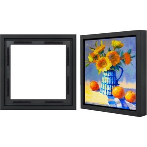 Americanflat 12x12 Canvas Floating Frame with Adhesive Strips Included - Elegant Floating Frame for Artwork - Canvas Frames for Wall Display - Black - 1 of 3