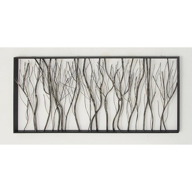 Metal Tree Distressed Dimensional Branch Wall Decor with Black Frame Silver - Olivia &#38; May, 4 of 6